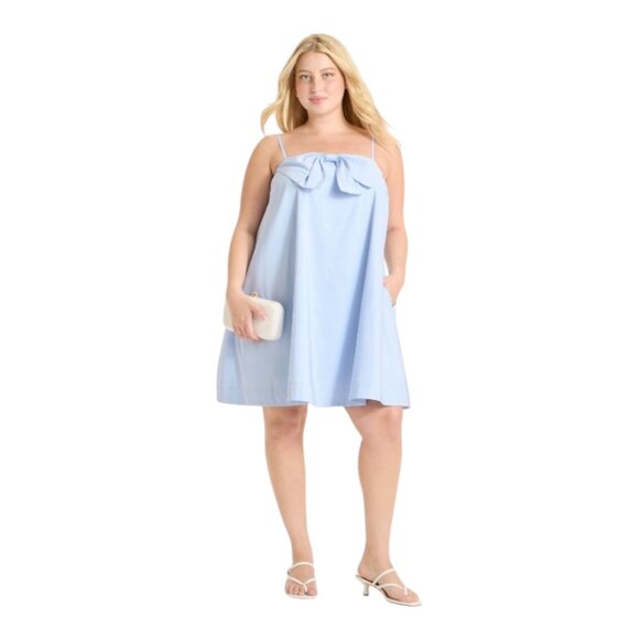 Summer Ready Mini Dress – Light Blue, Bow Detail XL - Picture 1 of 6